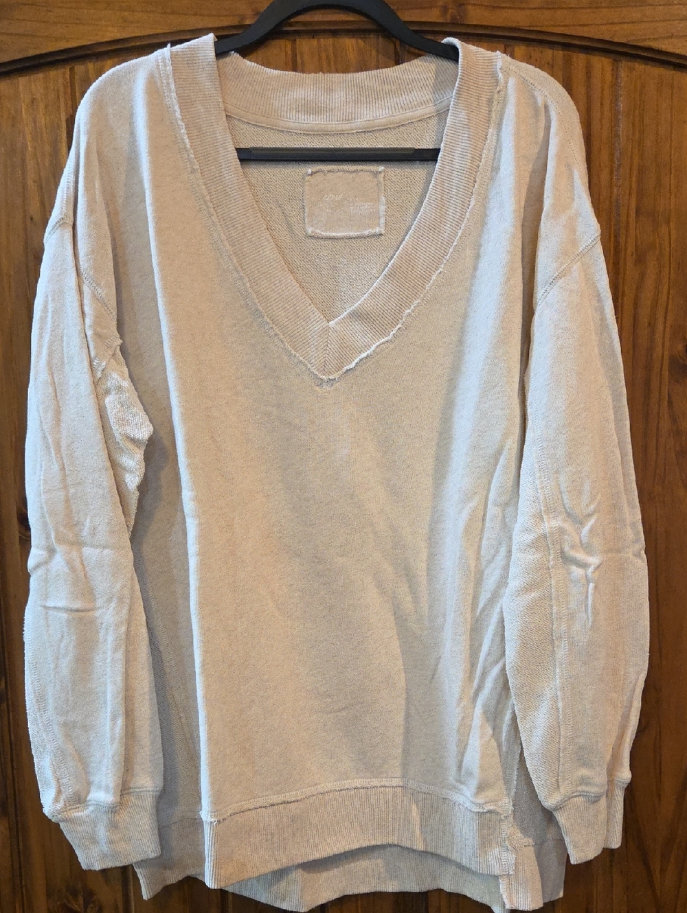aerie Neutral Heathered Beige Knit Sweatshirt